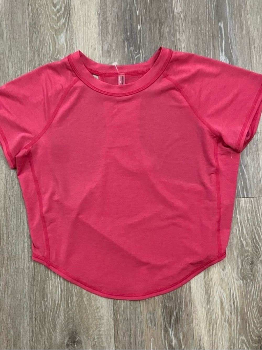 Free People Short Sleeve Crewneck Top in Bright Pink